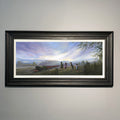 a Steam train passes through the Haworth landscape in Yorkshire as a group of children look on inspired by the railway children