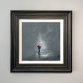 rain landscape with couple embracing under an umbrella in the rain print taken from original oil painting by Danny Abrahams Art 