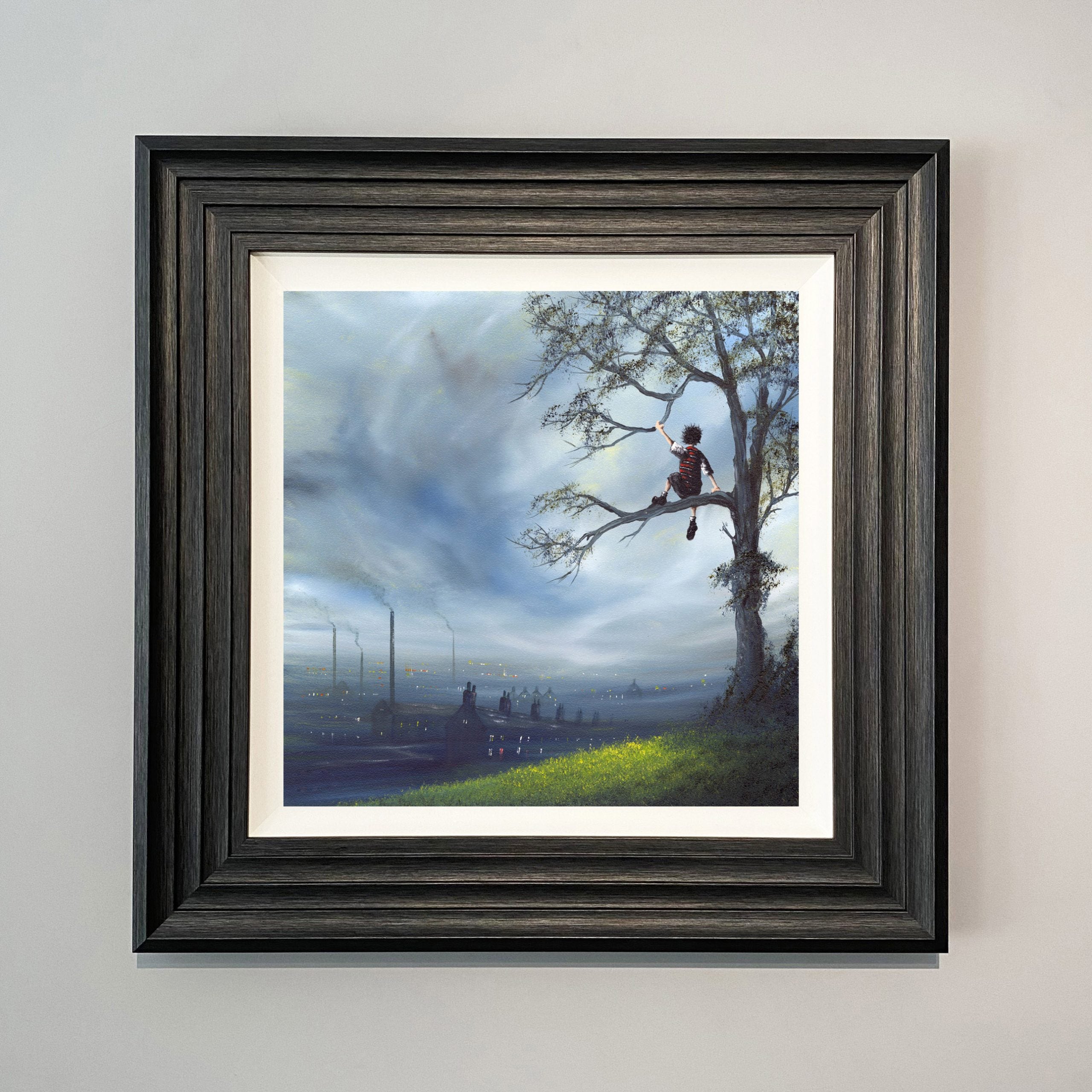 Its A Great View From The Top -Its a great view from the top industrial Yorkshire landscape painting with by sitting in tree.