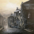 Some Things Never Change is a moody and atmospheric art print taken from original oil painting of Haworth Main Street Yorkshire Landscape by Danny Abrahams 