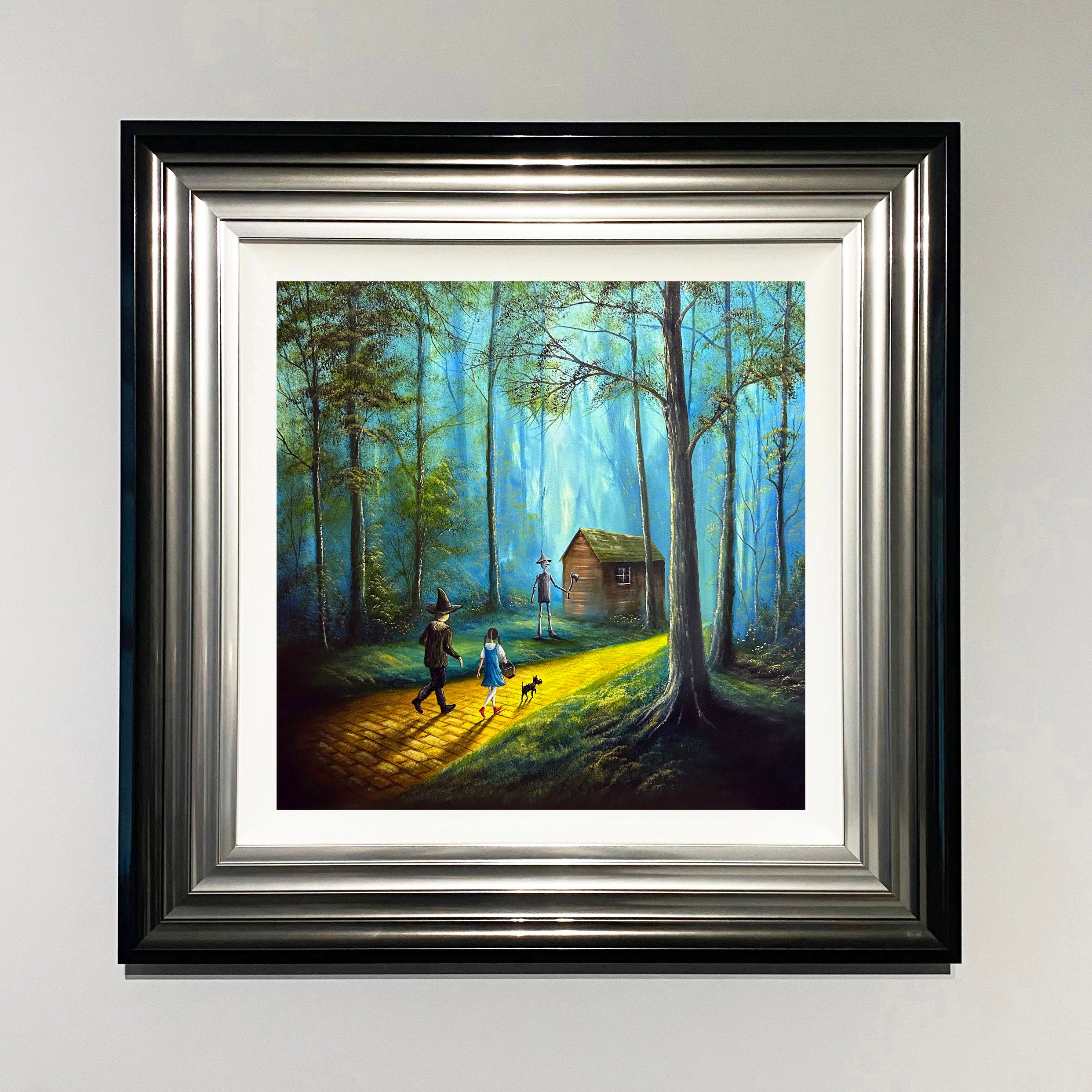 The Heart Of Oz wizard of oz inspired art print with Dorothy and Totowalking along the yellow brick road through a forest by Danny Abrahams