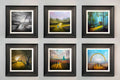 Complete Wizard of Oz art print collection by Danny Abrahams showing six landscape paintings inspired by Dorothy and the yellow brick road